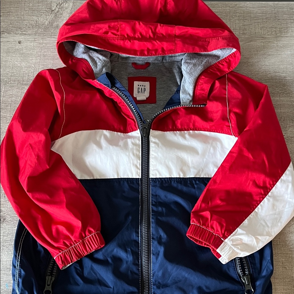 GAP Baby Red, White, and Blue Hooded Jacket